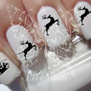 Christmas Nail Art Santa Sleigh Reindeers water decals