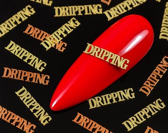 Gold & Kupfer Buchstabennagel Charms - Wort Nail Art Dekorationen