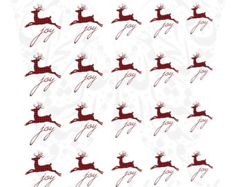 Christmas Nail Art Joy Reindeer Water Decals
