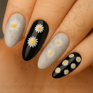 Adesivi per unghie a forma di margherita – Adesivi per nail art floreale / Design per unghie con fiori primaverili ed estivi / Accessori fai da te per unghie carini