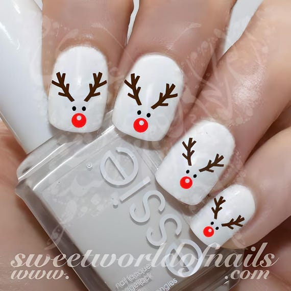Christmas Nail Art Reindeer Water Decals