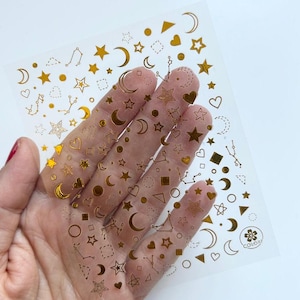 Gold Silver Moon Star Nail Stickers