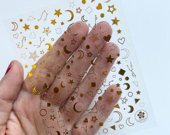 Gold Silver Moon Star Nail Stickers