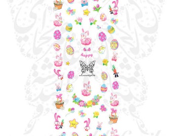 Ostern Nail Art Häschen Ei Blumen Wasser Decals Nail Transfers Wraps