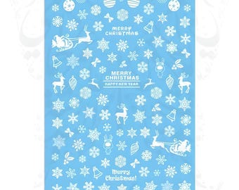 Weiße Schneeflocken Nail Art Weihnachtssticker