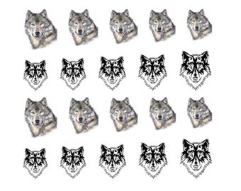 Wolf Nail Art Tribsl Wasserabziehbild Wolf