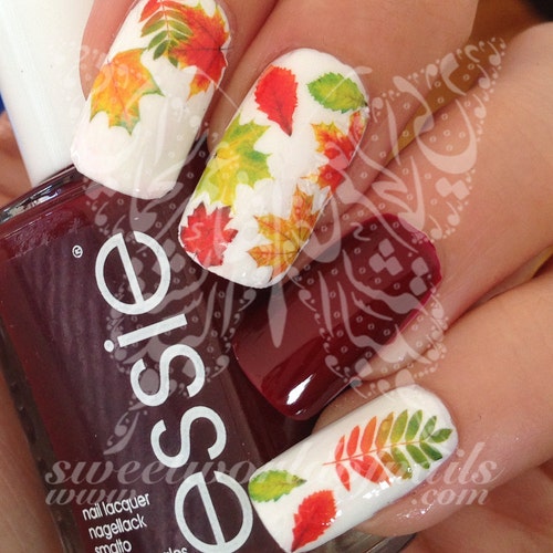 Autumn Nail Art Tree Leaves Nail Water Slides - Etsy