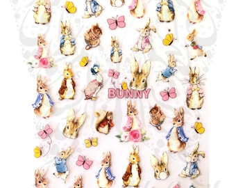 Easter nails bunny Rabbit Nail Stickers Spring Nails