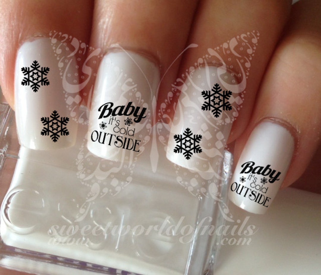 Christmas Nail Art Baby Its Cold Outside Water Decals - Etsy Christmas Nail Art Baby Its Cold Outside Water Decals - Etsy