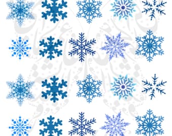 Christmas Nail Art Blue Snowflakes Water Decals