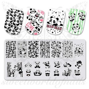 Plaque d'estampage pour nail art panda