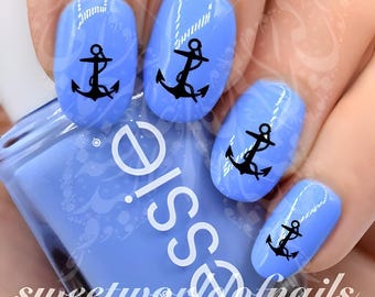 Summer Nail Art Black Anchor Water Decals