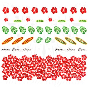 Tropical Nail Art Leaves Hawaii Nail Water Decals