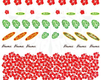 Calcomanías al agua para uñas con diseño de hojas tropicales de Hawái