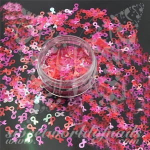 Breast Cancer Awareness Ribbon Nail Decoration Glitter