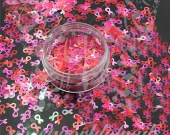 Breast Cancer Awareness Ribbon Nail Decoration Glitter