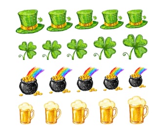 Saint Patrick's Day Nail Art Clover Shamrock Beer water decals