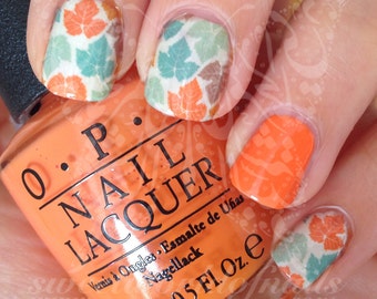 Fall Autumn Leaves Nail Art Water Full Wraps