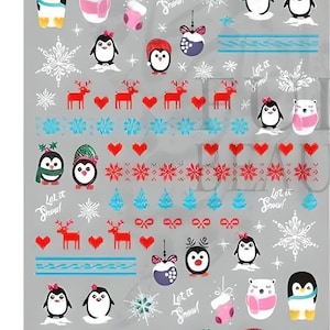 Christmas Nails Penguin Stickers