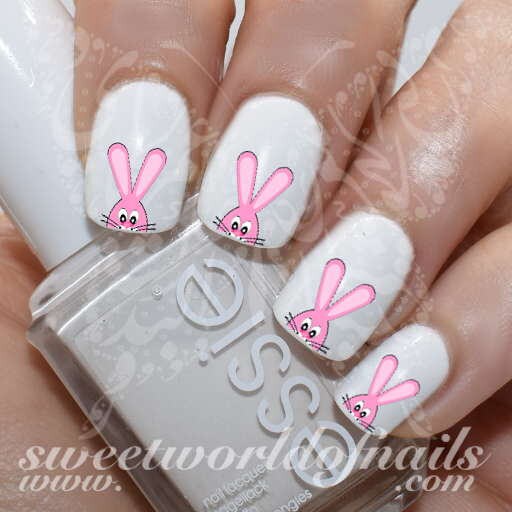 Easter Nail Art Bunny Water Decals Nail Transfers Wraps | Etsy