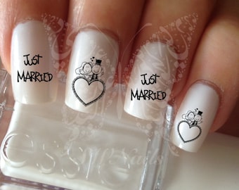 Nail Art Wedding Just Married Nail Water Decals Transfers Wraps