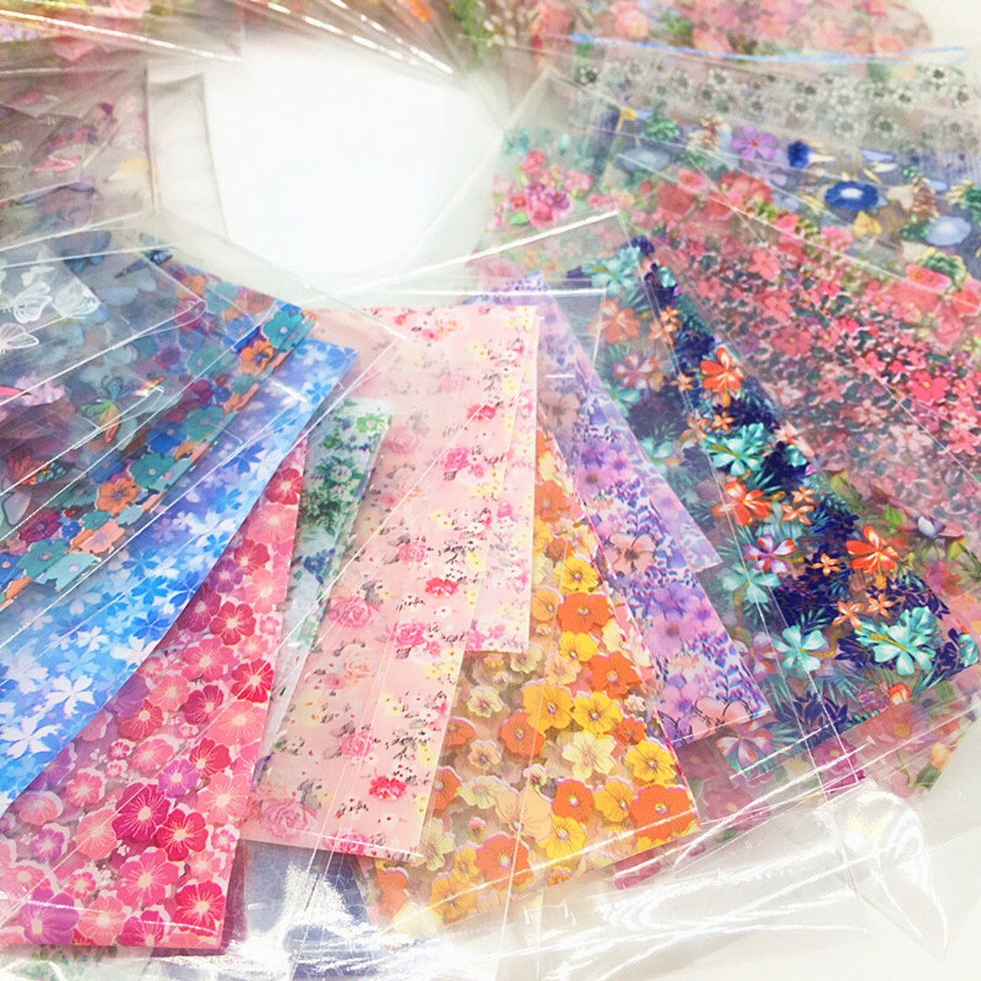 Flower Butterflies Nail Foil Paper Nail Art 50 Sheets Etsy