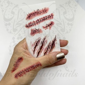 Halloween Scar Tattoo Stitches Tattoo for face and body /2 sheets
