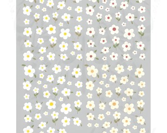 Pegatinas de flores blancas para decoración de uñas