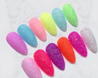 Shining Rainbow Neon Colors Nails Art Fine Glitter Powder Dust