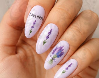 Lavendel Blumen Nagel Wasserabziehbild: Frühlings-Flieder Nail Art