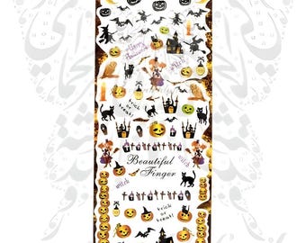 Halloween Nail Art Ghost Pumpkin Black Cat Bat Owl Scary Water Decals