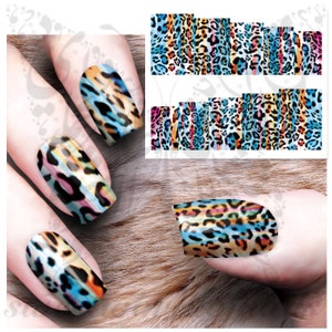 Colorful Leopard Print Nail Water Decals