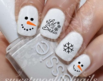 Uñas de Navidad Let It Snow Muñeco de nieve Calcomanías de agua para uñas