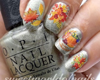 Thanksgiving Nail Art Autumn Leaves Nail Water Slides