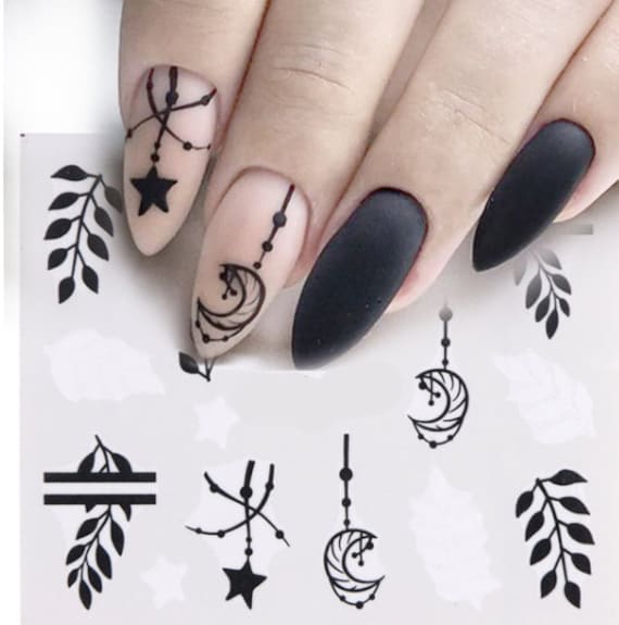 Black Minimalist Nail Stickers Star Nail Stickers Nail Decals With
