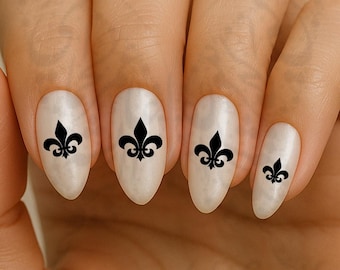 Fleur-de-Lis Nail Art Decals: Elegant Black French Style