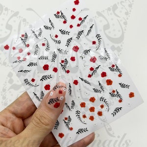 Poppy Flower Nail Art Stickers: Spring Floral Design