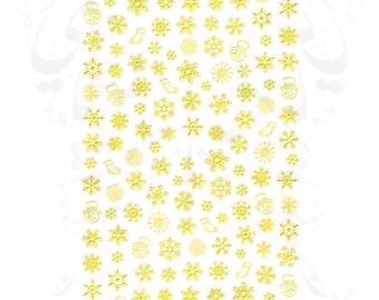 Christmas Nail Art Gold Silver Snowflakes Stickers
