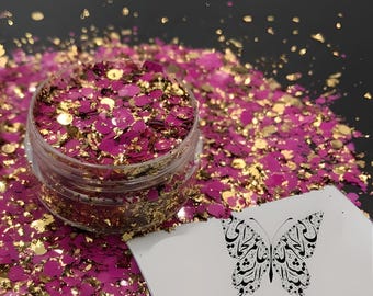 Decorazione per nail art con glitter esagonali rosa acceso