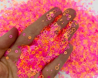 Orange Pink Round Confetti Nail Glitter