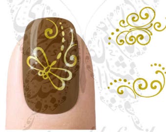 Gold Dragonfly Nail Water Decals Transfers Wraps