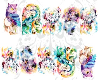 Decalcomanie ad acqua Dreamcatcher Nail Art Gufo