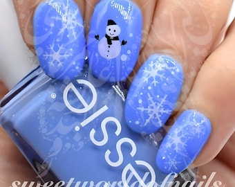 Christmas Nail Art Snowflakes Snowman Water Decals