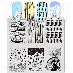 Pinguin Robben Nail Art Stempelplatte