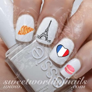 French Nail Art Eiffel Tower France Flag decals