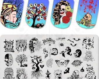 Halloween Nail Art Stamping plate pumpkin skull nails