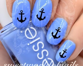 Summer Nail Art Black Anchor Water Decals