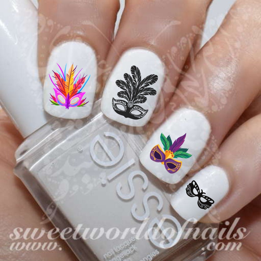 Mardi Gras Nail Art Masquerade Carnival Mask Water Decals  display picture 3