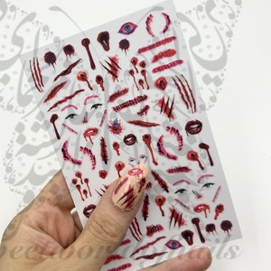 Halloween Nails Scars Blood Nail Art Stickers