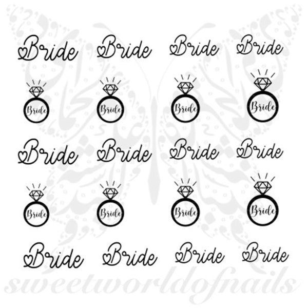 Wedding Nail Art Bride nails Wedding Ring Nail Water decals